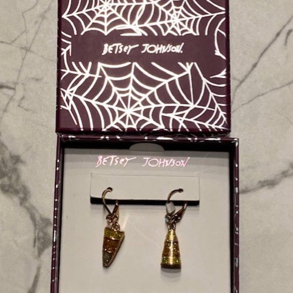 Betsey Johnson Candy Corn Non-Matching  Drop Earrings - Picture 3 of 4